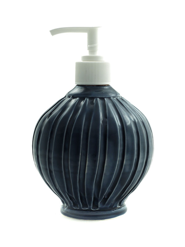 Seifenspender (Model: gerippt) aus weißer Keramik